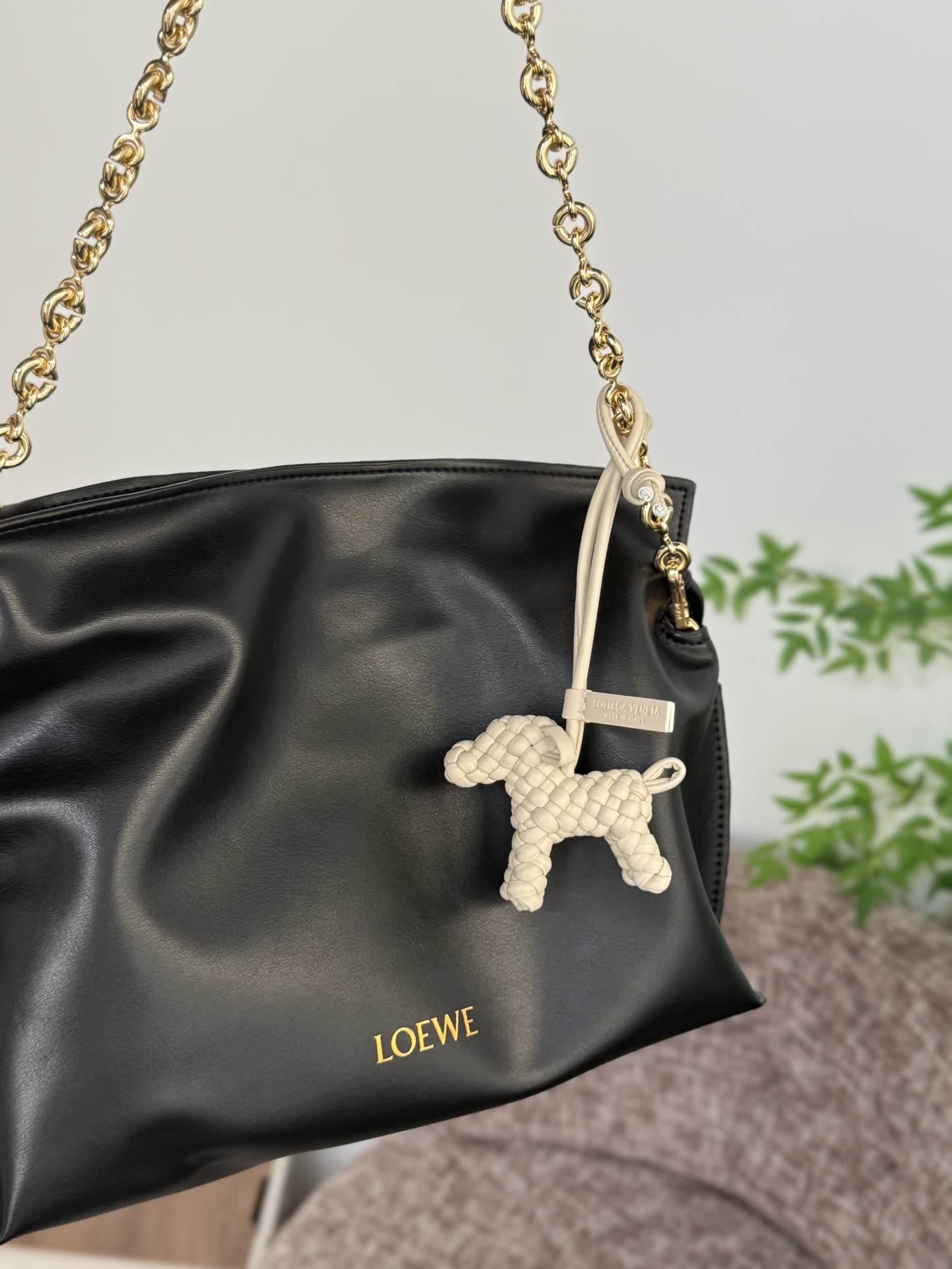 Bottega Veneta Leather Dog Charm